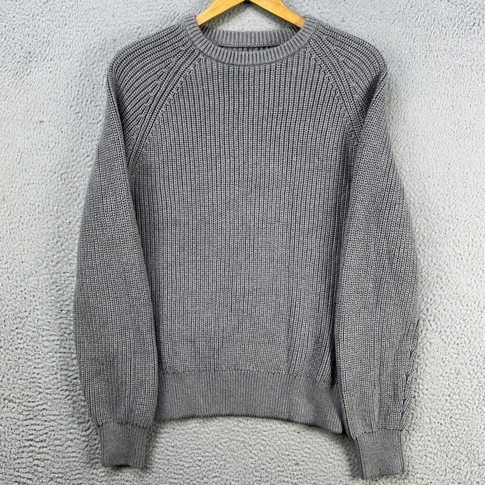 Fair Harbor Organic Cotton Blend Sweater Crewneck Mens Medium Gray Knit Pullover